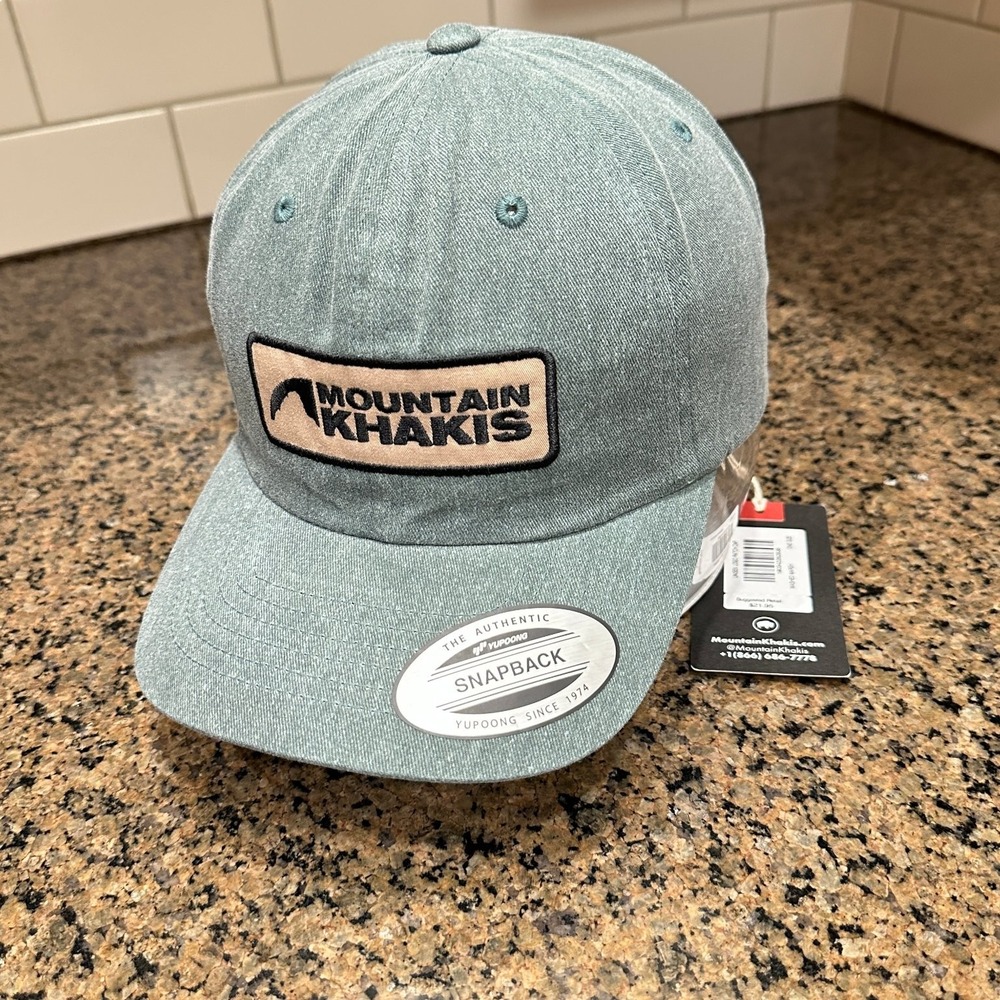 Mountain Khakis Logo Patch Snapback Hat Washed Marsh One Size Cotton Cap